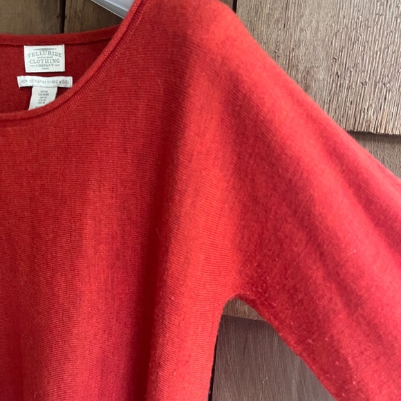 Telluride 💯 Extrafine Merino Wool Terracotta Sweater Boat Neck High Low Size M - Picture 5 of 15